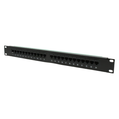 24 port RJ45 two wire telco patch panel with one female telco, 1u ( 1.75" H x 19" W )