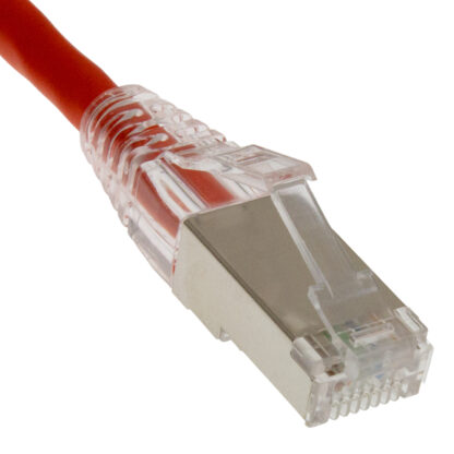 CAT 6A Shielded Patch Cable, STP Stranded, Finger Boot, Red