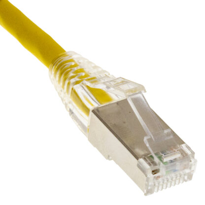 CAT 6A Shielded Patch Cable, STP Stranded, Finger Boot, Yellow