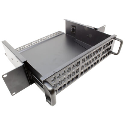 48 Port High Density 2U unloaded keystone coupler panel with Included wire management tray and custom sliding tray feature - Image 3