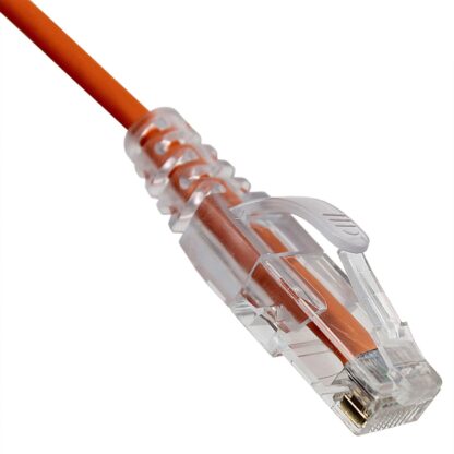 TAA CAT 6A Slim Patch Cable, UTP Stranded, Finger Boot, Orange