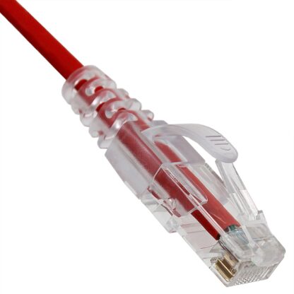 TAA CAT 6A Slim Patch Cable, UTP Stranded, Finger Boot, Red