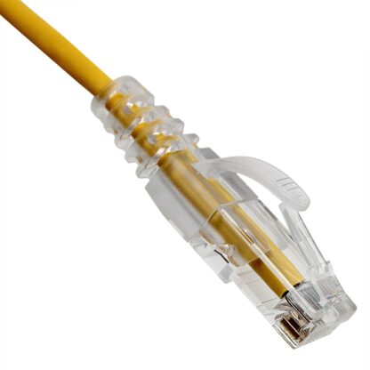 TAA CAT 6A Slim Patch Cable, UTP Stranded, Finger Boot, Yellow